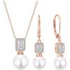 image:image18K Rose Gold Plated Pearl Jewelry Set 925 Sterling Silver Cubic Zirconia and Pearl Necklace Earrings April Birthstone Jewelry for Women