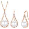 image:imageFreshwater Pearl Jewelry Set for Women Rose Gold Tone Pearl Necklace Earrings Jewelry for Mom Wife
