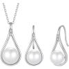 image:imageFreshwater Pearl Jewelry Set for Women Silver Tone Pearl Necklace Earrings Jewelry for Mom Wife