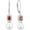 image:imagePearl Earrings for Women 925 Sterling Silver Birthstone and Pearl Dangle Drop Leverback Earrings Jewelry Gifts for Her01 January  Garnet