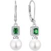 image:imagePearl Earrings for Women 925 Sterling Silver Birthstone and Pearl Dangle Drop Leverback Earrings Jewelry Gifts for Her05 May  Emerald