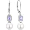image:imagePearl Earrings for Women 925 Sterling Silver Birthstone and Pearl Dangle Drop Leverback Earrings Jewelry Gifts for Her06 June  Alexandrite
