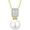 image:imagePearl Necklace for Women 925 Sterling Silver Birthstone Pendant Necklace Emerald Cut Jewelry Gifts for Her04 April  Zirconia  Gold