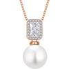 image:imagePearl Necklace for Women 925 Sterling Silver Birthstone Pendant Necklace Emerald Cut Jewelry Gifts for Her04 April  Zirconia  Rose Gold