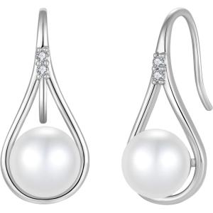 image:imageFreshwater Pearl Earrings for Women SilverGoldRose Gold Tone Dangle Drop Hook Earrings Pearl Jewelry for HerWhite