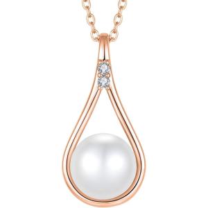 image:imageFreshwater Pearl Pendant Necklaces for Women SilverGoldRose Gold Tone 10MM Pearl Jewelry for HerRose Gold