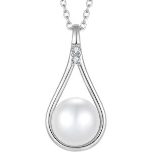 image:imageFreshwater Pearl Pendant Necklaces for Women SilverGoldRose Gold Tone 10MM Pearl Jewelry for HerWhite