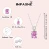 image:imageEmerald Cut Necklace Earrings Set 925 Sterling Silver Pink Tourmaline Jewelry Set October Birthstone Jewelry for Women