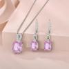 image:imageEmerald Cut Necklace Earrings Set 925 Sterling Silver Pink Tourmaline Jewelry Set October Birthstone Jewelry for Women