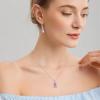 image:imageEmerald Cut Necklace Earrings Set 925 Sterling Silver Pink Tourmaline Jewelry Set October Birthstone Jewelry for Women