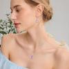 image:imageEmerald Cut Necklace Earrings Set 925 Sterling Silver Pink Tourmaline Jewelry Set October Birthstone Jewelry for Women