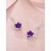 image:imageHeart Birthstone Earrings for Women Silver Tone Heart Shaped Dangle Drop Leverback Earrings Jewelry for Her02 February  Amethyst