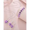 image:imageHeart Birthstone Earrings for Women Silver Tone Heart Shaped Dangle Drop Leverback Earrings Jewelry for Her02 February  Amethyst