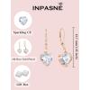 image:imageHeart Birthstone Earrings for Women Silver Tone Heart Shaped Dangle Drop Leverback Earrings Jewelry for Her04 April  Zirconia  Rose Gold