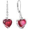 image:imageHeart Birthstone Earrings for Women Silver Tone Heart Shaped Dangle Drop Leverback Earrings Jewelry for Her07 July  Ruby