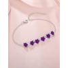 image:imageHeart Birthstone Bracelet for Women Silver Tone Heart Shaped Gemstone Bracelet Jewelry for Her02 February  Amethyst