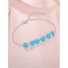 image:imageHeart Birthstone Bracelet for Women Silver Tone Heart Shaped Gemstone Bracelet Jewelry for Her03 March  Aquamarine