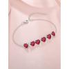 image:imageHeart Birthstone Bracelet for Women Silver Tone Heart Shaped Gemstone Bracelet Jewelry for Her07 July  Ruby