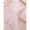image:imageHeart Birthstone Bracelet for Women Silver Tone Heart Shaped Gemstone Bracelet Jewelry for Her10 October  Pink Tourmaline