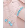 image:imageHeart Birthstone Necklace for Women Silver Tone Heart Shaped Pendant Necklace Jewelry for Her03 March  Aquamarine