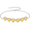 image:imageHeart Birthstone Bracelet for Women Silver Tone Heart Shaped Gemstone Bracelet Jewelry for Her11 November  Citrine