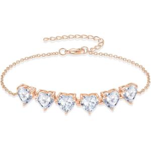 image:imageHeart Birthstone Bracelet for Women Silver Tone Heart Shaped Gemstone Bracelet Jewelry for Her04 April  Zirconia  Rose Gold