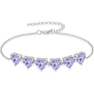 image:imageHeart Birthstone Bracelet for Women Silver Tone Heart Shaped Gemstone Bracelet Jewelry for Her06 June  Alexandrite