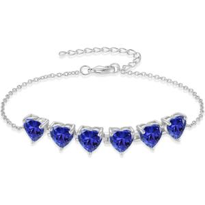 image:imageHeart Birthstone Bracelet for Women Silver Tone Heart Shaped Gemstone Bracelet Jewelry for Her12 December  Tanzanite