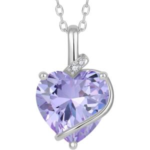 image:imageHeart Birthstone Necklace for Women Silver Tone Heart Shaped Pendant Necklace Jewelry for Her06 June  Alexandrite