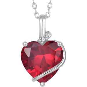 image:imageHeart Birthstone Necklace for Women Silver Tone Heart Shaped Pendant Necklace Jewelry for Her07 July  Ruby