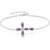 image:imageCross Bracelet for Women 925 Sterling Silver Halo Gemstone Religious Christian Bracelet Birthstone Jewelry for Her02 February  Amethyst
