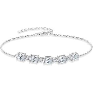 image:imageOval Birthstone Bracelet for Women 925 Sterling Silver Dainty Link Bracelet Jewelry for Wife Mom04 April  Zirconia