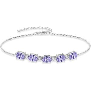 image:imageOval Birthstone Bracelet for Women 925 Sterling Silver Dainty Link Bracelet Jewelry for Wife Mom06 June  Alexandrite