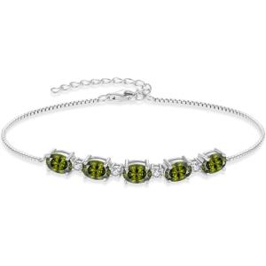 image:imageOval Birthstone Bracelet for Women 925 Sterling Silver Dainty Link Bracelet Jewelry for Wife Mom08 August  Peridot