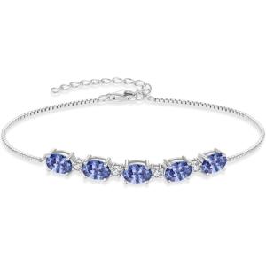 image:imageOval Birthstone Bracelet for Women 925 Sterling Silver Dainty Link Bracelet Jewelry for Wife Mom12 December  Tanzanite