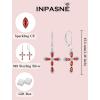 image:imageCross Earrings for Women 925 Sterling Silver Birthstone Dangle Drop Leverback Earrings Christian Religious Jewelry for Her01 January  Garnet