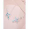 image:imageCross Earrings for Women 925 Sterling Silver Birthstone Dangle Drop Leverback Earrings Christian Religious Jewelry for Her03 March  Aquamarine