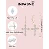 image:imageCross Earrings for Women 925 Sterling Silver Birthstone Dangle Drop Leverback Earrings Christian Religious Jewelry for Her04 April  Zirconia  Rose Gold Plated