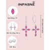 image:imageCross Earrings for Women 925 Sterling Silver Birthstone Dangle Drop Leverback Earrings Christian Religious Jewelry for Her07 July  Ruby