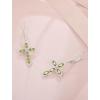 image:imageCross Earrings for Women 925 Sterling Silver Birthstone Dangle Drop Leverback Earrings Christian Religious Jewelry for Her08 August  Peridot