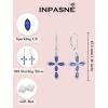 image:imageCross Earrings for Women 925 Sterling Silver Birthstone Dangle Drop Leverback Earrings Christian Religious Jewelry for Her09 September  Sapphire