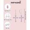 image:imageCross Earrings for Women 925 Sterling Silver Birthstone Dangle Drop Leverback Earrings Christian Religious Jewelry for Her10 October  Pink Tourmaline