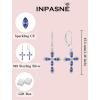 image:imageCross Earrings for Women 925 Sterling Silver Birthstone Dangle Drop Leverback Earrings Christian Religious Jewelry for Her12 December  Tanzanite