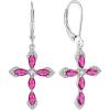 image:imageCross Earrings for Women 925 Sterling Silver Birthstone Dangle Drop Leverback Earrings Christian Religious Jewelry for Her07 July  Ruby