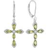 image:imageCross Earrings for Women 925 Sterling Silver Birthstone Dangle Drop Leverback Earrings Christian Religious Jewelry for Her08 August  Peridot