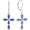 image:imageCross Earrings for Women 925 Sterling Silver Birthstone Dangle Drop Leverback Earrings Christian Religious Jewelry for Her09 September  Sapphire