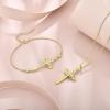 image:imageCross Bracelet for Women 925 Sterling Silver Infinity Butterfly Birthstone Link Bracelet Crucifix Religious Jewelry for Women04 April  Zirconia  Yellow Gold Plated