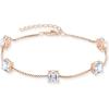 image:imageBirthstone Bracelet for Women 925 Sterling Silver Dainty Princess Cut Link Bracelet Jewelry for Mom Wife04 April  Zirconia  Rose Gold Plated
