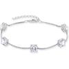 image:imageBirthstone Bracelet for Women 925 Sterling Silver Dainty Princess Cut Link Bracelet Jewelry for Mom Wife04 April  Zirconia