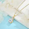 image:imageBirthstone Necklace for Women 925 Sterling Silver Oval Cut Cubic Zirconia Pendant Jewelry for Her04 April  Zirconia  Gold Plated